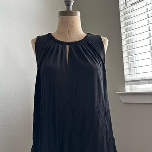 H&M Black Sleeveless Pleated Neck Keyhole Top